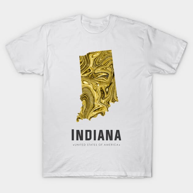 Indiana state map abstract gold T-Shirt by StudioGrafiikka